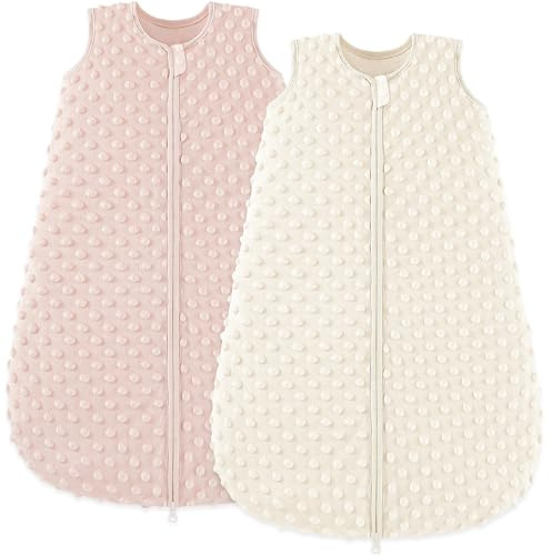 Bearmoss Schlafsack Baby 1.5 Tog - 2er Pack Winterschlafsack Herbst Babyschlafsack Winter Herbst für Jungen Mädchen Neugeborene (Rosa, 67cm)