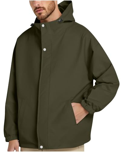 Mrat Mens Outdoor Waterproof Jackets Lightweight Breathable Jacket Durable Windbreaker Hooded Long Sleeve Coat Packaway Raincoat Windproof Quick Dry Jacket Hiking Cycling Camping Running Uk Size 10-22