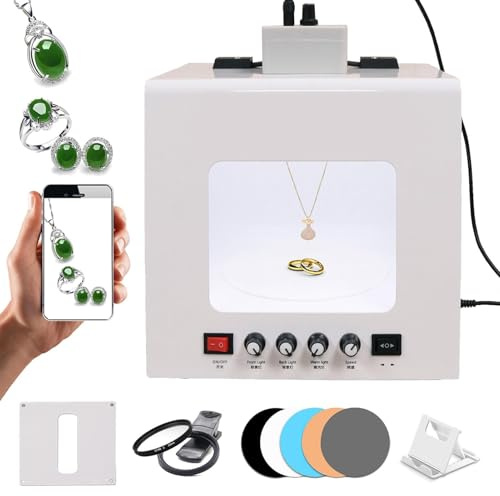 Softbox fotografico per gioielli | Scatola leggera portatile dello studio fotografico | con illuminazione regolabile e filtri a stella | per professionale dei gioielli e scansione 3D (white, Tb30)