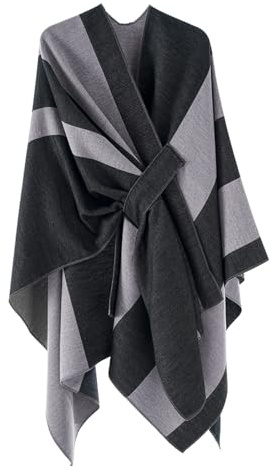 Zetieny Poncho da Donna Reversible Cape Elegante Open Front Winter Cardigan Sciarpa Calda Lavorata a Maglia