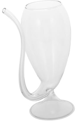VERDANVERSE Verre à Vin en Verre avec Paille, 1 Pièce, Design Original | Style Simple, Prise en Main Confortable, Format Unique pour Jus et Mojito