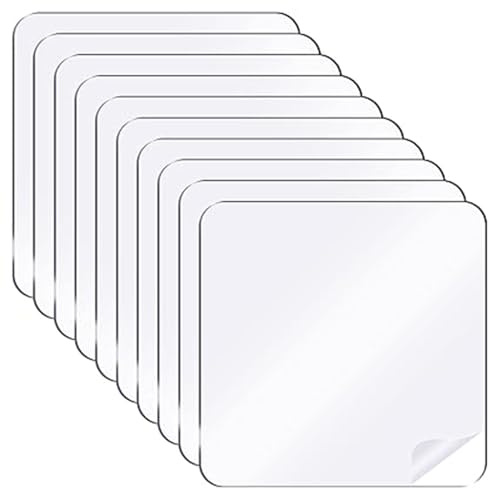 10PCS Clear Double Sided Adhesive Pads, Waterproof Heavy Duty Sticky Pads, Reusable Super Strong Nano Gel Adhesive for Mounting, Hanging, DIY Crafts, Home and Office