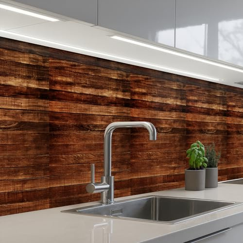 KitchenYeah© Crédence Adhésive Résistant À La Chaleur 60x350 cm Protection Mur Cuisine Panneaux Muraux Adhesif Panneau Decoratif Interieur Bois dur - Robuste - Motifs