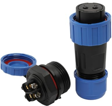 HangTon TY20 Conector de alimentación de 2 pines 25A, terminal de tornillo, desconexión rápida impermeable, enchuefe macho y hembra de montaje en panel para dispositivo eléctrico de exterior, barco