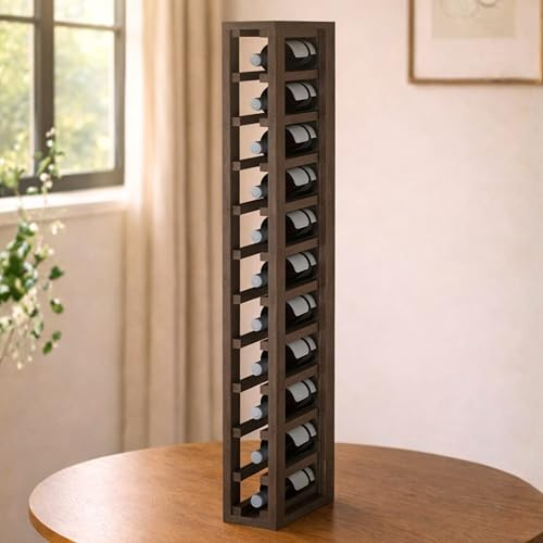 Expovinalia Botellero Vino Madera Pino 10 Botellas - Roble Oscuro | Mueble Botellero de Pino Tipo Wine Rack, Estantería Vino Garrafeira 105x13x32cm. Color Roble Oscuro