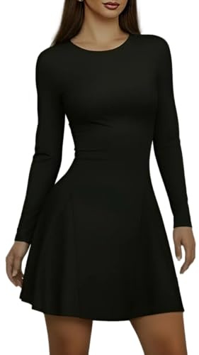 Vestito Donna Elegante Corto Invernale Mini Abito Sexy Manica Lunga A227-XL