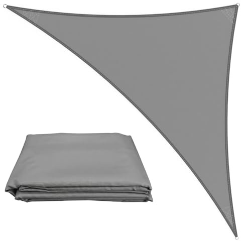 MissYolo Triangle Sun Sail Shade Waterproof 4x4x5.7m - Outdoor Sun Shade Canopy with UV Protection for Backyard, Pool, Patio & Garden Activities and Family Use (Light Grey)