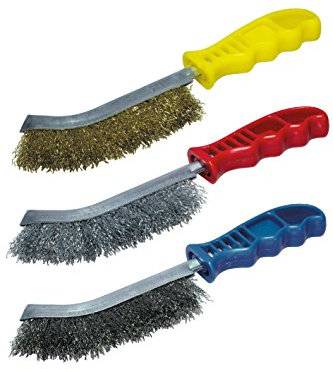 wolfcraft Set di spazzole metalliche manuali in 3 pezzi I 2138000 I Set pratico per togliere la ruggine e pulire
