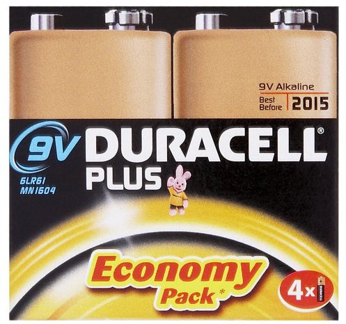 Duracell Plus MN1604 Alkaline 9 V Batteries - 4-Pack