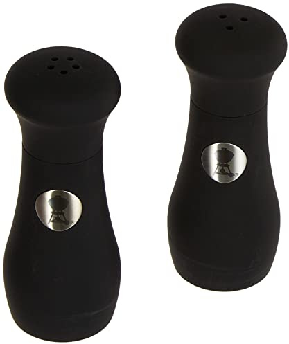 Weber Saliera e pepiera Premium (Altezza 10 cm), Superficie Antiscivolo e antisporcizia, Elegante - Nero (17275)