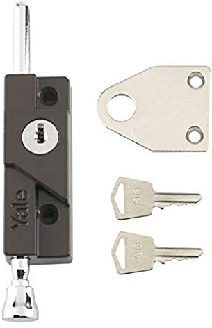 YALE V-8K116-BR Mehrzweck-Türriegel, geeignet für die Sicherung von Einzel- oder Doppel-Schiebetüren aus Aluminium, braun