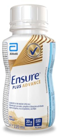 Ensure Plus Advance Supplemento Nutrizionale Ipercalorico ed Iperproteico |Formato bevanda| Alimento a fini medici speciali iperproteico| Confezione 4x220ml Gusto Vaniglia
