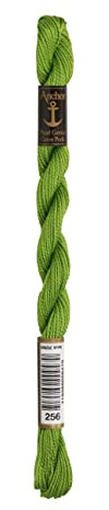 Anchor Perlgarn Stärke 5 4585000-00256 giftgrün Stickgarn, 100 % Baumwolle, 5g Strängchen