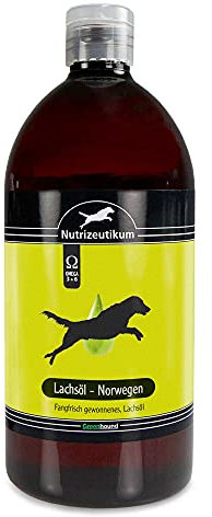Greenhound Schecker Futteröl - 100% Lachsöl aus Norwegen - 1L - hochwertiges Öl vom norwegischen Lachs mit 84,5% ungesättigte Fettsäuren