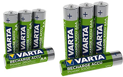 Varta Accu prêt à l'emploi - Batterie Rechargeable Mignon AA Ni-Mh (4-Pack, 2600 mAh) & Batterie Rechargeable Varta Accu Ready2Use AAA Ni-Mh (4-pièce, 1000 mAh)