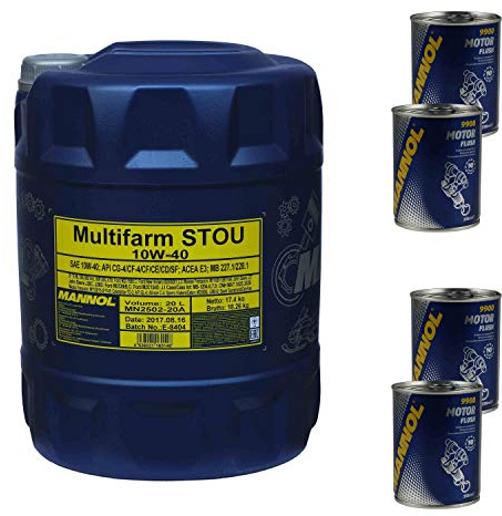 20L Motoröl MANNOL Multifarm STOU 10W-40 Landmaschinenöl 4xMotor Flush
