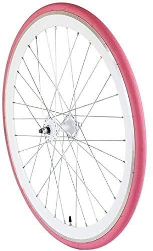 Redondo 28 Zoll Vorderrad Singlespeed Fixie Laufrad Felge Weiß Pink + Reifen