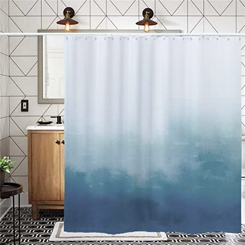 Duschvorhang 300x200cm ,Duschvorhänge Wasserdichter Anti-Schimmel Shower Curtains mit 12 C-Ringe,Verdickter Stoff,Waschbar Stoff 3D Duschrollo Badewanne Badezimmer Dekor Weißer grauer Farbverlauf