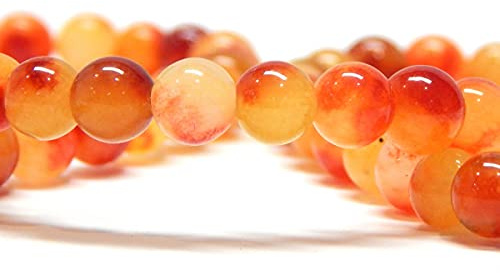 Perlin Malay Jade-Stein Edelstein Strang Perlen, 6mm, Rund, 60 Stück, Schmuckperlen Halbedelstein für Schmuck Kette Armband (Orange)
