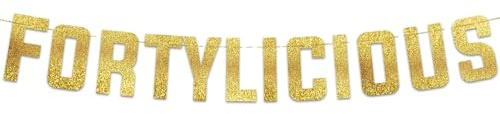 Bröllop Girlang Fortylicious Guld Glitter – Bröllopsdekoration, Jubileum Present & Festtillbehör