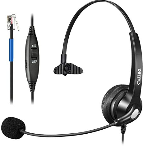 Casque Téléphone Fixe RJ9 avec Micro Anti-Bruit, Oreillette Filaire pour Cisco 7962G 7861 7821 7941G 8841 8845 8861 7811 6851 Bureau Centre d'appel Téléphones VoIP, Plantronics M12 M22 Amplificateur