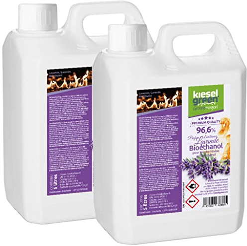 KieselGreen Bioethanol 10 Liter mit Duft für Ethanol-Kamin, viele Sorten - Bio Ethanol als Raumduft in vielen Duftnoten - Parfüm für Bio Ethanol Kamin Indoor oder (Lavendelduft, 10L)