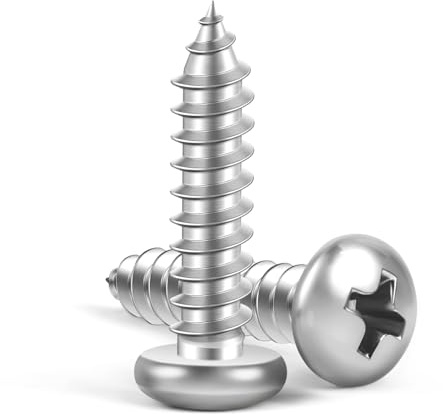 MewuDecor #14 x 1-1/2 Pan Head Self Tapping Screws Sheet Metal Wood Screws, 304 Stainless Steel 18-8, 25 PCS