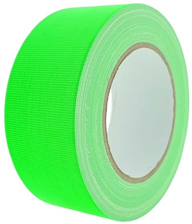 varivendo Högkvalitativ neontejp, tygband, fluorescerande 50 mm x 25 m, ljuseffekt för fest med svart ljus, neongrön