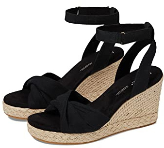 TOMS Marisela Espadrille Wedge Sandal, Sandalias con cuña Mujer, Black Slubby Woven, 36 EU