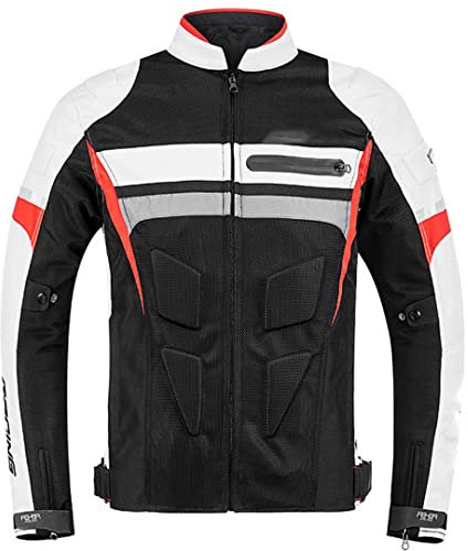 Hcclijo Herren Motocrossjacke + Hose Wasserdichte Motorradjacke Motorrad Rennanzug JK-029 Rot Jacke M