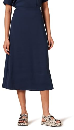 Amazon Essentials Gonna Lunghezza Midi in Georgette Sfoderata Donna, Blu Marino, 46