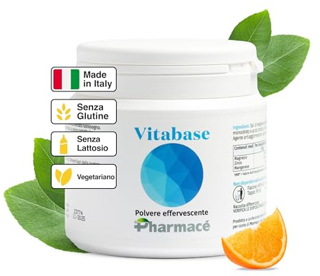 Pharmace' Vitabase - Integratore Equilibrio Acido-Base in Polvere - 300g Senza Glutine e Lattosio - Aroma Arancia - Prodotto in Italia