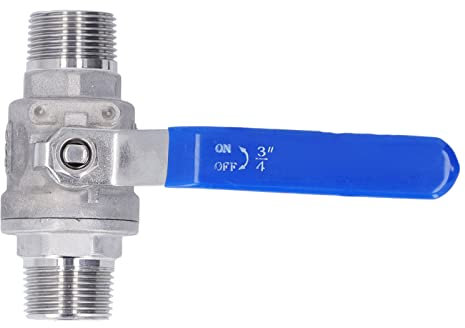 Valvola a sfera in acciaio inox 304, NPT, 3/4 pollici, 2 filettature esterne, Azionamento manuale, Raccordi sanitari tagliati