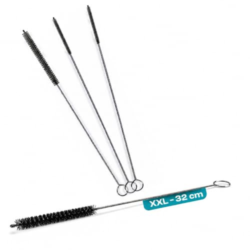 4X fancility® Reinigungsbürste (3 & 7mm Ø 32 cm lang) für Kaffeevollautomaten, Milchschlauch & Kaffeeauslauf - Milchschlauchbrüste für Miele Jura Siemens Krups Saeco Bosch Brühgruppe Kaffeemaschine