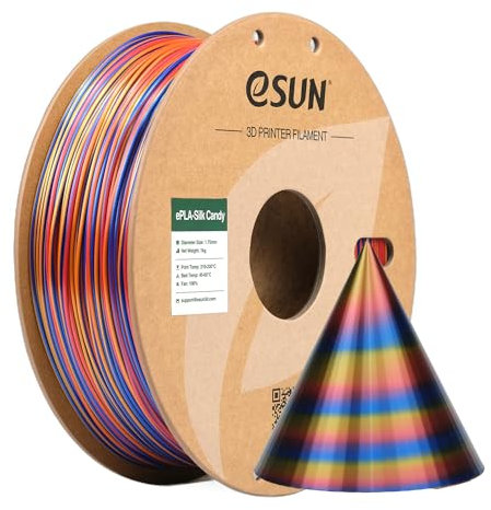 eSUN Silk Candy PLA Filament 1.75mm, Silky Multicolored 3D Drucker Filament PLA, Gradient Changing 1KG Spule (2.2 LBS) für 3D Drucker, Rot Gold Blau