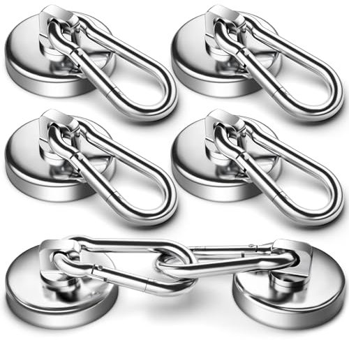 Grtard 6 Stück 50 Pfund starke Magnethaken mit drehbarem Karabinerhaken, Premium-Magnethake, robuster Magnethake zum Aufhängen, Magnete mit Haken, Kühlschrank-Magnethaken