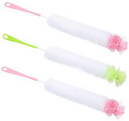 Anneome 3pcs Mushroom Head Sponge Brush for Glass Washing Long Handle Bottle Brush Sponge for Cleaning Bottles and Cups at Home Random
