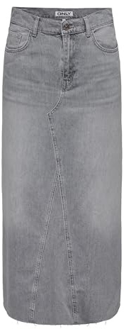 Only Onlolivia Hw Wide RW DNM SIK Jupe en Jean pour Femme avec Taille Haute et Taille élastique, Gris Clair Denim, S