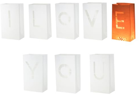 QUARKZMAN Papier Lichter Taschen Ich Liebe Dich Schild Flammen Beständige | Weiße, Kerzen Taschen, für Romantische Hochzeits Anträge Jubiläums Feiern