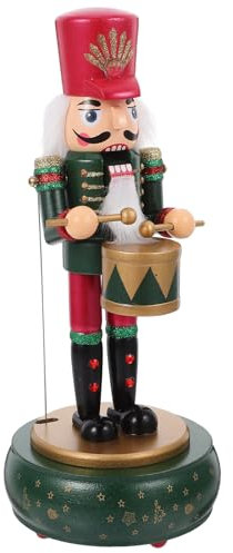 Cabilock 31cm Wooden Nutcracker Soldier Figurine, Wood Christmas Nutcrackers Music Box Ornament, Xmas Soldier Figures Puppet for Holiday Festive Desktop Home Decor