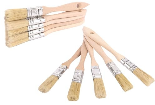 BAUSTER® 10 Stück Pinsel 20 mm mit Holzstiel Flachpinsel Alle Größen Beizpinsel Malerei Malerei Lacke Acrylfarben reißfeste Borsten abwaschbar universal Zubehör für Renovierungsarbeiten