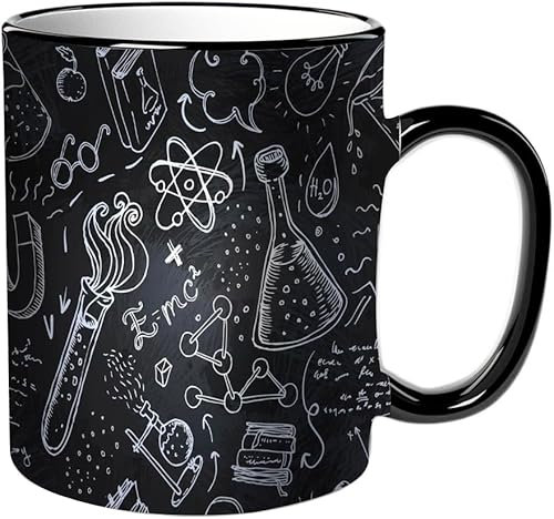 KDWJS Taza divertida de cerámica de 11 onzas,Tazas Originales de Desayuno - Graciosos Ideas para Regalos - Cerámica 330 ml - Objetos de laboratorio de ciencias para el regreso a la escuela, bocetos d