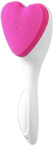 TOVINANNA Heart Shape Silicone Face Cleansing Brush Manual Facial Washing Brush for Women Soft Skin Exfoliator Easy to Hold and Clean