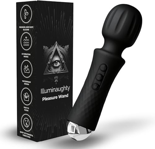 Illuminaughty Vibrator Wand - Sexual Pleasure Tools for Women, Adult Toy, G Spot Vibrator Clit Stimulator, Mini Vibrators, Dildo Massager with 20 Patterns & 9 Speeds, Portable Stick Massager (Black)