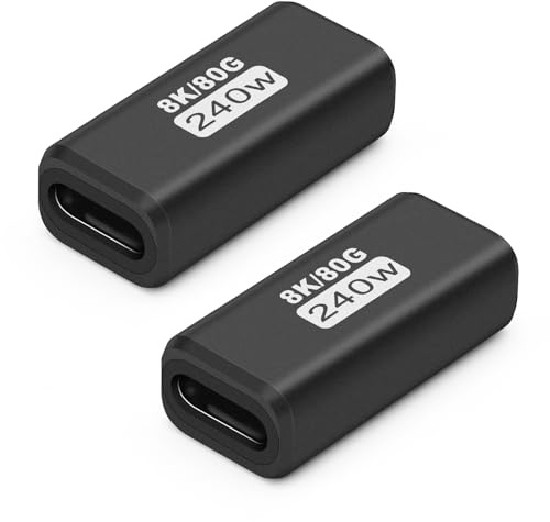 Seminer Coupleur USB C Femelle vers Femelle (2 Pack), USB4.0 Type-C 80Gbps 240W Connecteur de Transfert de Données Compatible pour iPhone 16/15, Samsung, MacBook et d'autres appareils USB-C