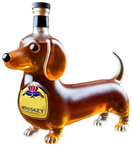 BOSENIYU Botella de whisky de perro salchicha, vaso de whisky esculpido en 3D con forma de perro salchicha para amantes del whisky, amantes de los perros. (B)