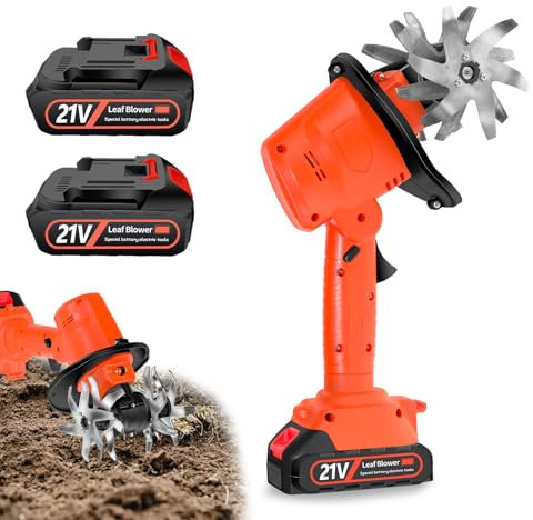 Motozappa a Batteria, Fresa elettrica da giardino 21v a batteria, Zappatrice Elettrica,4 Lame in Metallo,Larghezza di lavorazione 10 cm,profondità di lavoro 10 cm,Per giardino,campo di or