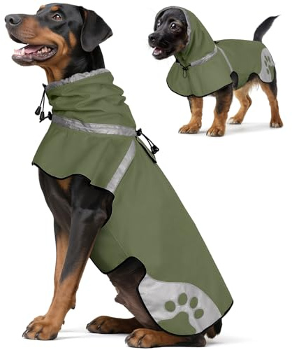 Hunderegenmantel wasserdicht Winddicht, Regenjacke mit Reflektor - Regenmantel für Dackel, wasserdichte Hundejacke