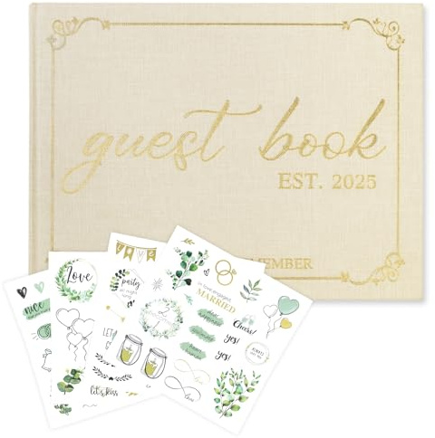 PIWOSGOL Libro degli Ospiti Matrimonio – Guest Book Matrimonio Personalizzato con Pagine Bianche da Scrivere, Perfetto per Matrimoni, Compleanni, Battesimi, Natale e Anniversari
