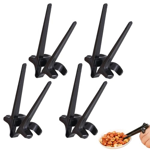 4 Pieces Finger Chopsticks, Reusable Tweezers, Food Clips, Plastic Finger Chopsticks for Gamer, Keep Clean Game Accessories, Home Appliances (Black)